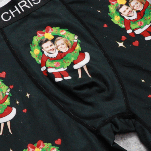 Custom Photo Boxer Face Underwear Double Santa Claus Couple Gifts Christmas Gift AR View