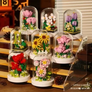 Blue Enchanted Rose Bouquets DIY Flower Building Set Perfect Birthday Gift with Dust Cover Valentines Gift