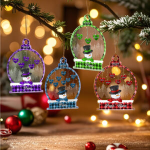 Personalized Christmas Snowman Ornament with Family Name Snowball Ornament Gift for Grandma Grandpa