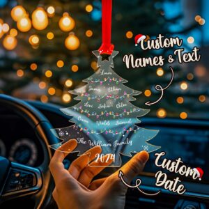 Personalized Christmas Tree Ornament with Family Names Acrylic Ornament for Christmas Gifts