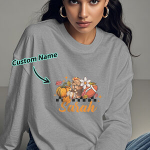 Custom Engraved Personalized Name Halloween Long Sleeve T-Shirt