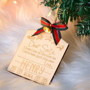 Personalized Dear Santa Christmas Ornament with Name Wood Ornament Christmas Gift for Kids