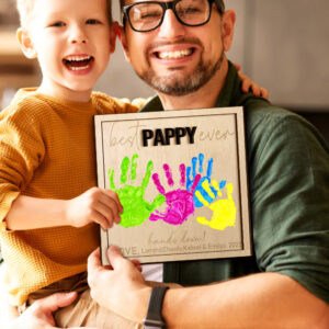 Custom Wooden Handprint Sign Personalized Father's Day DIY Hands Down Plaque Gifts