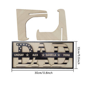 Personalized Wooden Dad Sign Family Name Sign Plaque Father's Day Birthday Gift for Dad Grandpa