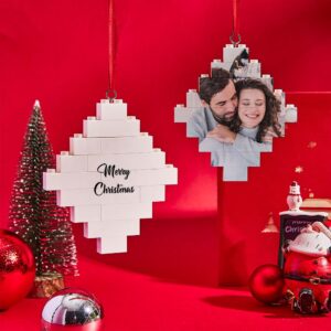 Custom Photo Block Building Bricks Lozenge Shape Christmas Ornament