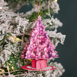 Pink Christmas Tree Ornament Christmas 3D Pop Up Greeting Card