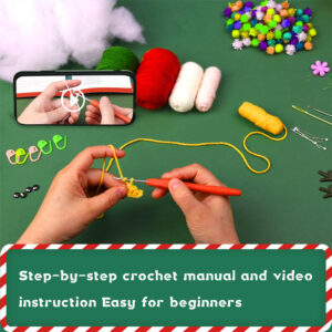 Christmas Snowman DIY Crochet Kit for Beginners with Step-by-Step Video Tutorials Gift for Adults and Kids