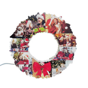 Personalized Photo Collage Wall Light Christmas Wreath Night Light Best Christmas Gift
