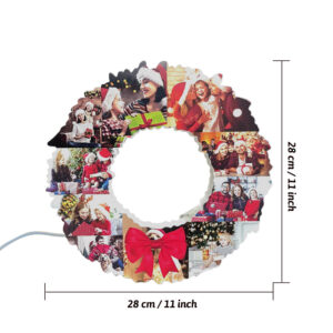 Personalized Photo Collage Wall Light Christmas Wreath Night Light Best Christmas Gift