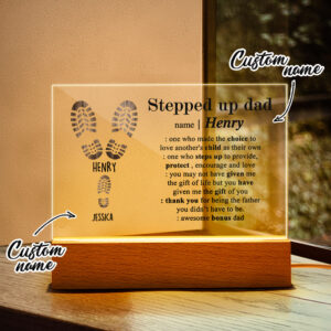 Custom Acrylic Lamp With Names Engraved Night Light Gifts for Step Father