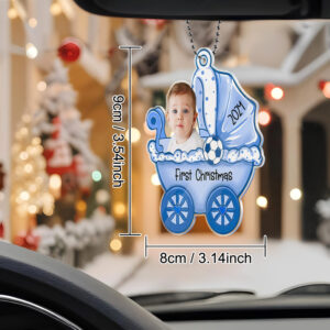 Personalized Baby's Carriage Ornament Photo Christmas Ornament Gift for Baby