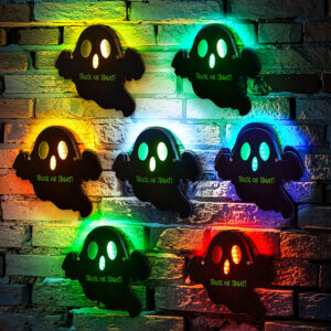 Personalized Trick or Treat Ghost Light with Text Halloween Night Light Gift for Family or Friend