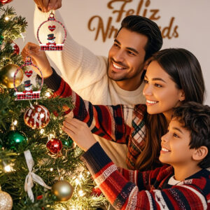 Personalized Christmas Snowman Ornament with Family Name Snowball Ornament Gift for Grandma Grandpa