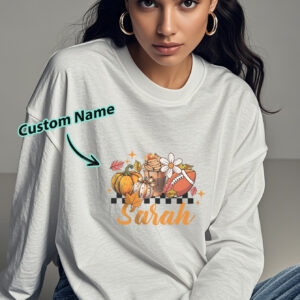 Custom Engraved Personalized Name Halloween Long Sleeve T-Shirt