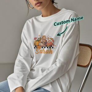 Custom Engraved Personalized Name Halloween Long Sleeve T-Shirt