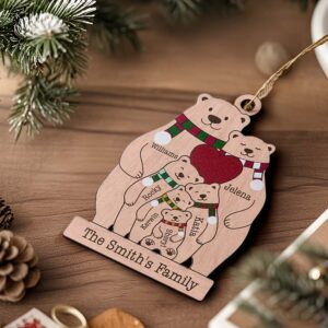 Personalized Family Wooden Bears Ornament Christmas Gift for Family
