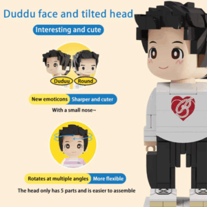 Full Body Customized 2 People Duddu Brick Figures with Photo Gift for Couple Valentine's Day Gift