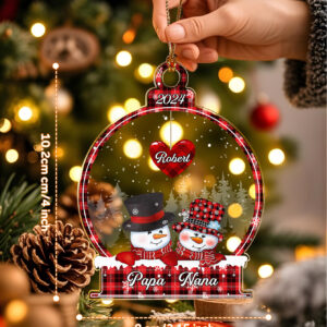 Personalized Snowman Christmas Ornament with Family Name Snowball Ornament Gift for Family