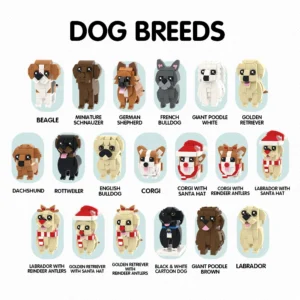 Custom Full-Body Brick Figures of 1 Dog with Frame Personalized Birthday Gift for Pet Lover