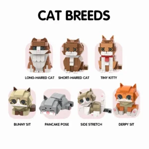 Custom Full-Body Brick Figures of 2 People and 2 Cute Cats Personalized Anniversary Gift Birthday Gift