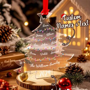 Personalized Christmas Tree Ornament with Family Names Acrylic Ornament for Christmas Gifts