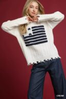 Umgee Distressed American Flag Sweater