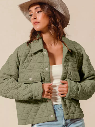 SO ME Triangle Quilting Stitch Button Up Knit Jacket