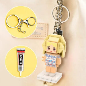 Mini Brick Figure with Keychain