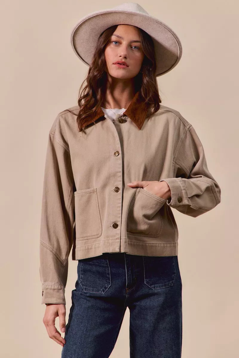 So Me Cotton Twill Cropped Barn Jacket Wtih Collar 7 2083ffd4ccd741de9b440dedce942238-Max-Origin
