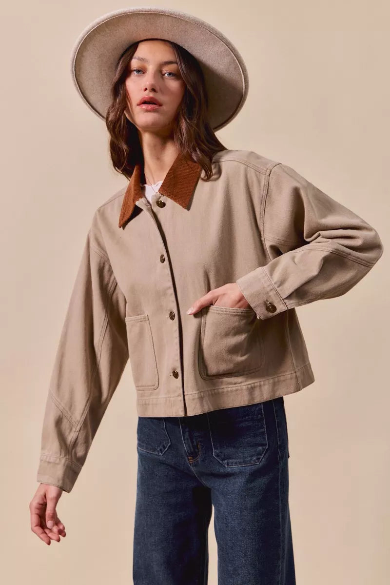 So Me Cotton Twill Cropped Barn Jacket Wtih Collar 4 9a51f02c7d764f709d901b71a844a39b-Max-Origin