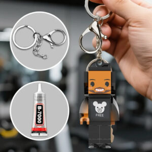 Mini Brick Figure with Keychain
