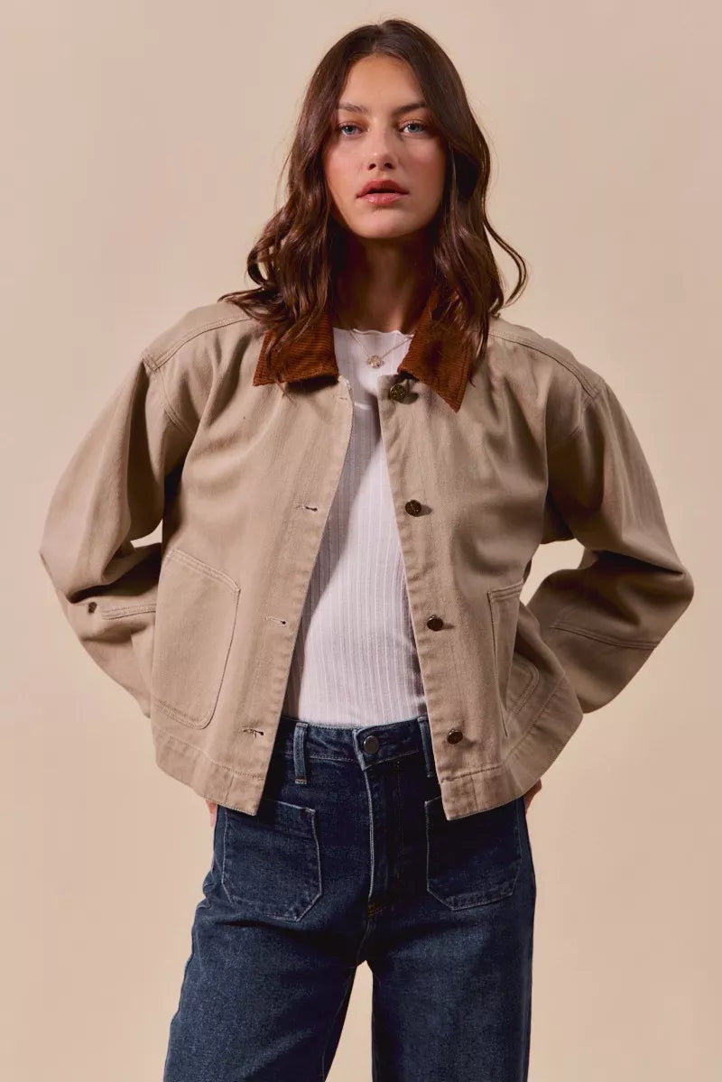 So Me Cotton Twill Cropped Barn Jacket Wtih Collar 5 c937f3cd669e4a9890538cd4c1d056ea-Max-Origin