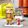 Full Body Customized 1 Person Brick Figures with Photo Firemen Theme Gift Birthday Gift Valentines Gift Father’s Day Gift for Firefighter