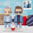 Full Body Customized 2 People Duddu Brick Figures Creative Father’s Day Gift Stylish Grey Hair Old Daddy And Me
